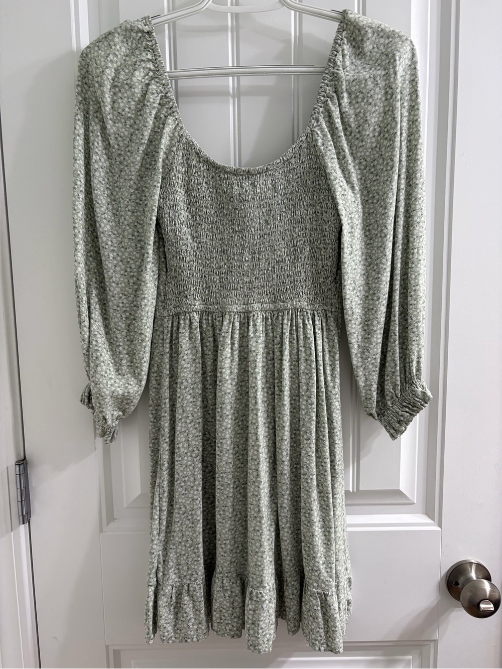 Hollister Sage Floral Long-Sleeve Knot-Front Dress Sz XS Cottagecore Prairie - Picture 6 of 10